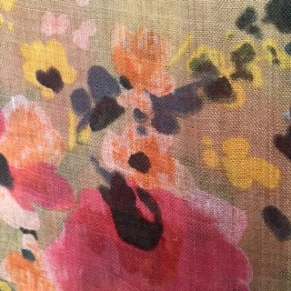 3/$15 Vintage Oversized Woven Scarf Wrap Floral Fringe Tan Pink Coral